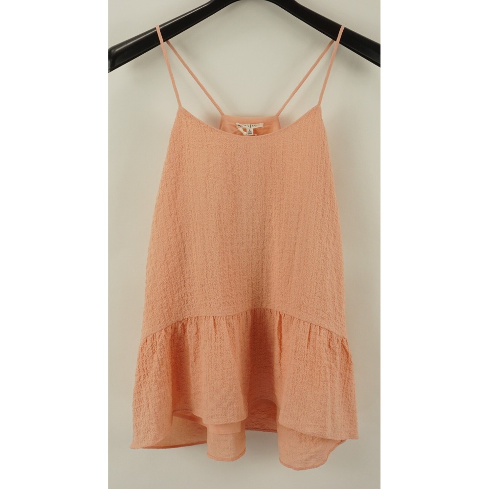New Maisie Womens Sz M Peach Crinkle Textured Lightweight Pleated Sleeveless Top